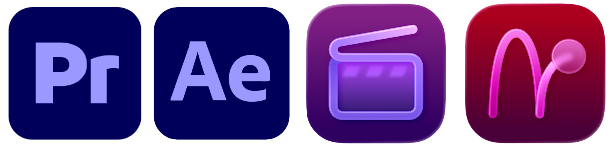 Adobe Premiere Pro, After Effects, Final Cut Pro en Apple Motion